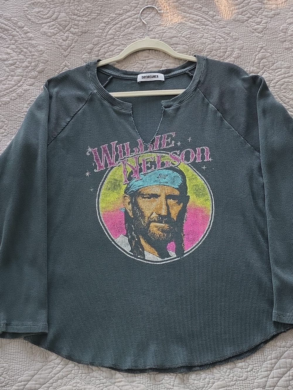 Daydreamer Charcoal Willie Nelson Graphic Thermal Crewneck
